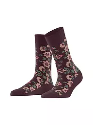 BURLINGTON | Calze da donna VELVET BLOOMS 36-41 blu navy | Rosso scuro