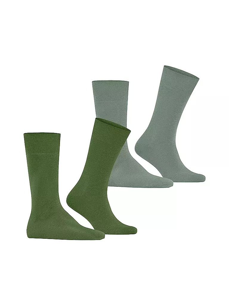 BURLINGTON | Calzini da uomo EVERYDAY, confezione da 2, taglia 40-46, verde abete | Verde