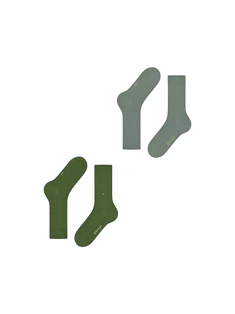 BURLINGTON | Calzini da uomo EVERYDAY, confezione da 2, taglia 40-46, verde abete | Verde