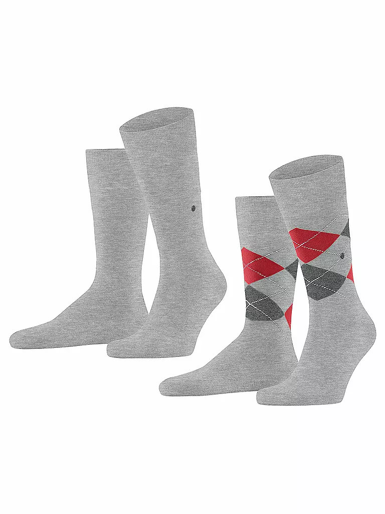 BURLINGTON | Calzini da uomo EVERYDAY, confezione da 2 paia, taglia 40-46, grigio mélange | Grigio chiaro