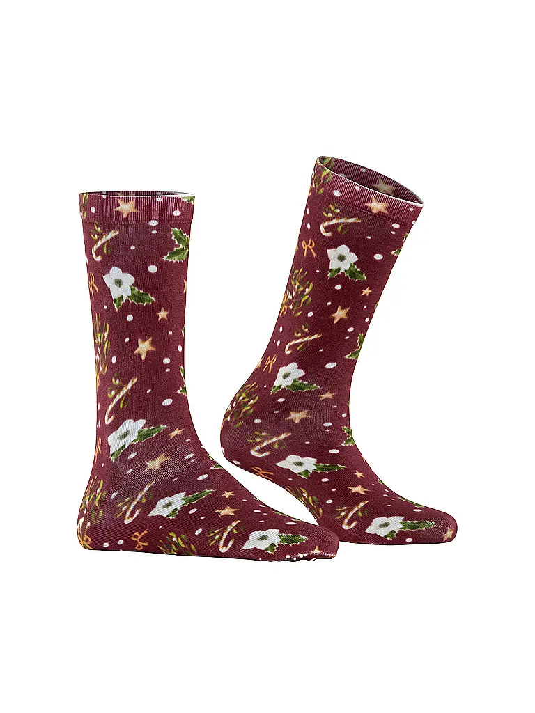 BURLINGTON | Socken FANCY CHRISTMAS 36-41 wine | Rosso scuro