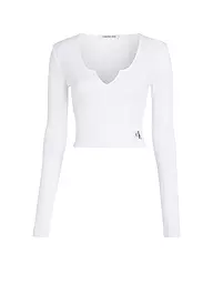 CALVIN KLEIN JEANS | Langarmshirt Cropped Fit | Bianco