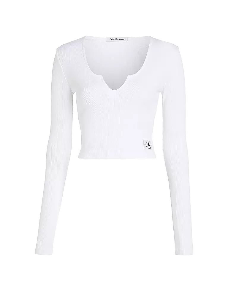 CALVIN KLEIN JEANS | Langarmshirt Cropped Fit | Bianco