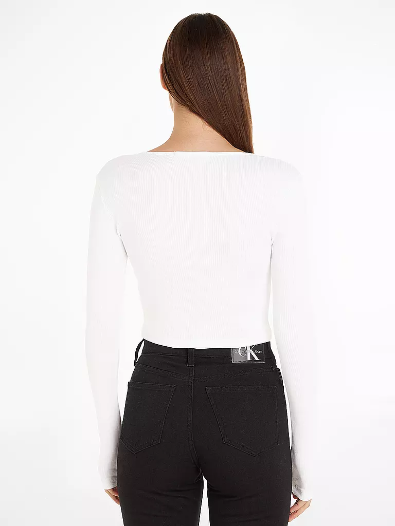 CALVIN KLEIN JEANS | Langarmshirt Cropped Fit | Bianco