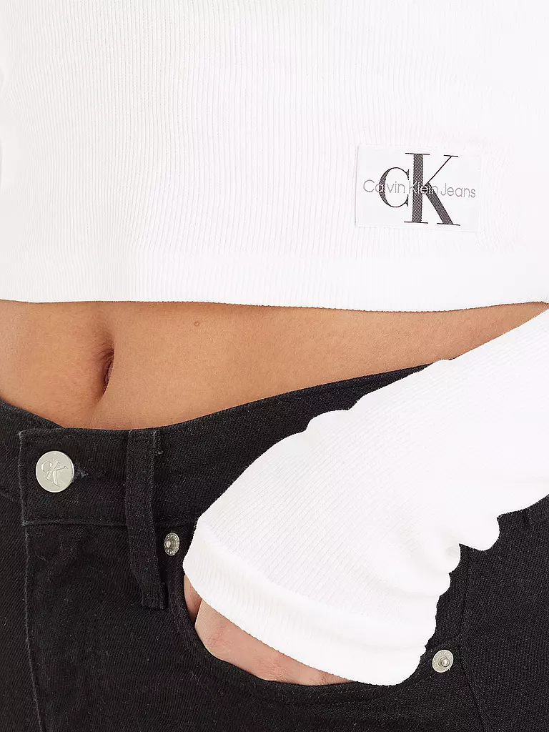 CALVIN KLEIN JEANS | Langarmshirt Cropped Fit | Bianco