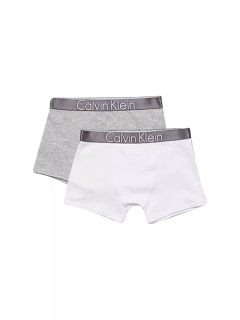 CALVIN KLEIN | Pants da ragazzo, confezione da 2, elasticizzati personalizzati grigio/bianco | Bianco