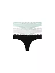 CALVIN KLEIN | Strings confezione da 3 nero bianco giada chiaro di luna | Nero