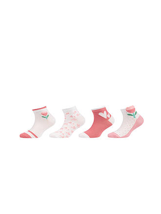 CAMANO | Calzini sneaker da bambina, confezione da 4, pink icing