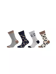 CAMANO | Calzini da ragazzo, confezione da 4, bianco sporco mélange | Beige