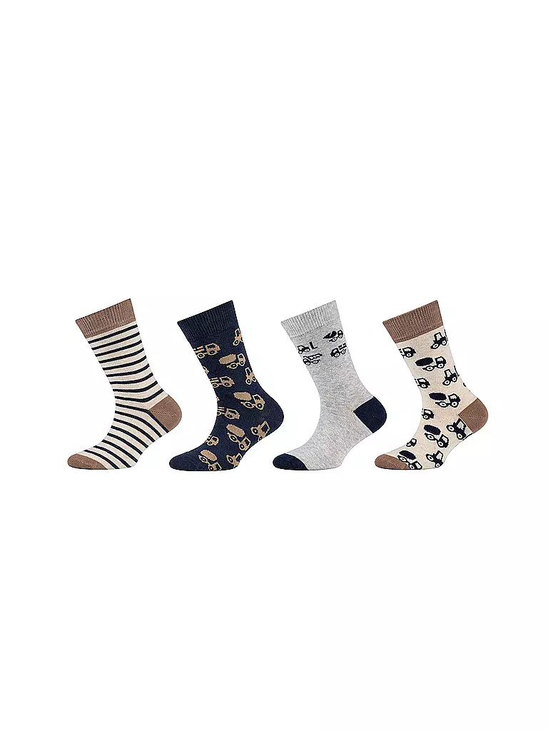CAMANO | Calzini da ragazzo, confezione da 4, bianco sporco mélange | Beige