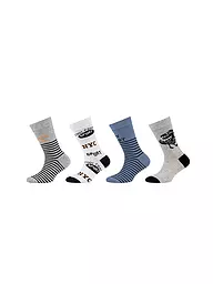 CAMANO | Calzini da ragazzo, confezione da 4, bianco sporco mélange | Grigio