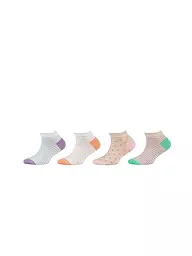CAMANO | Calzini sneaker da bambina, confezione da 4, mix bianco | Crema