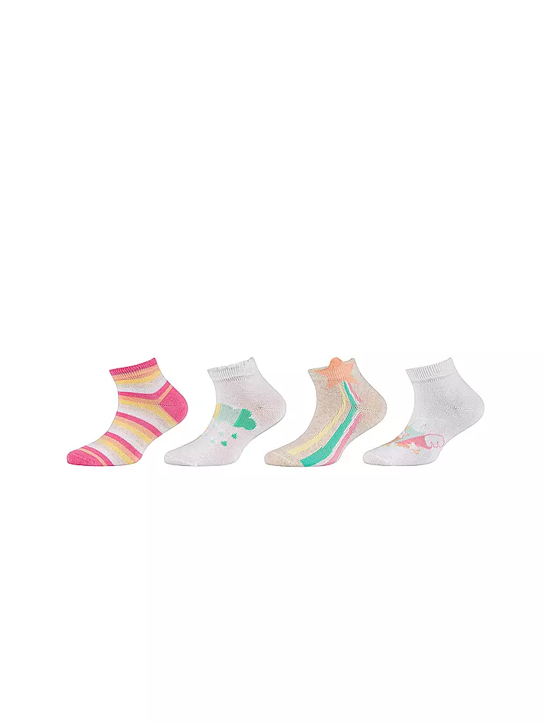 CAMANO | Calzini sneaker da bambina, confezione da 4, mix bianco | Crema