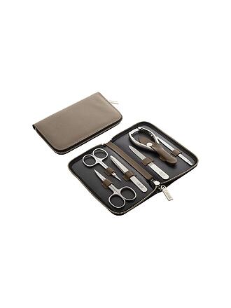 CANAL | Astuccio con cerniera in crosta di pelle, 6 pezzi (Beige) 5375