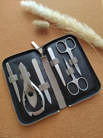 CANAL | Astuccio con cerniera in crosta di pelle, 6 pezzi (Beige) 5375