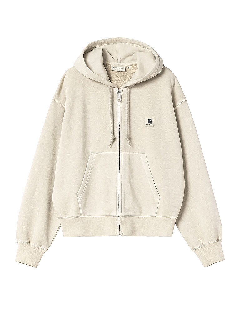 Felpa con cappuccio e zip beige XS