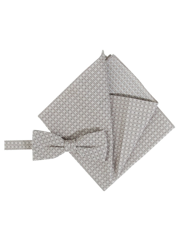 Set regalo con papillon e fazzoletto da taschino beige