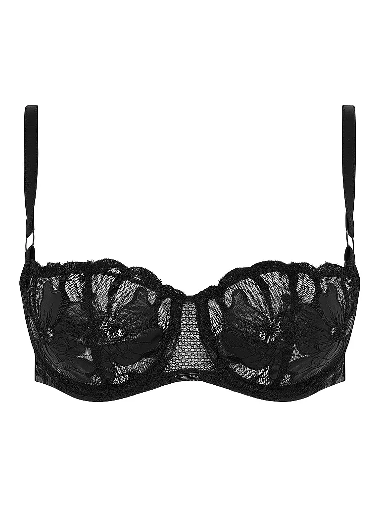 CHANTELLE | Balconette BH FLEURS SIGNATURE leather black | Nero