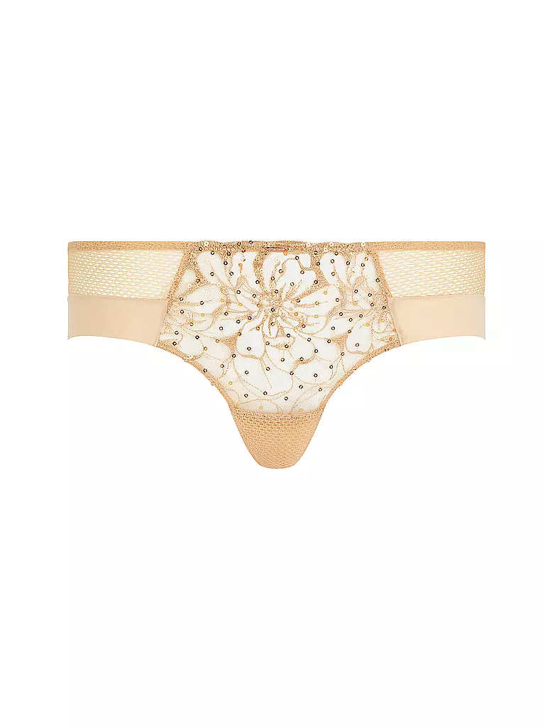 CHANTELLE | Slip FLEURS SIGNATURE toffee con paillettes | Cammello