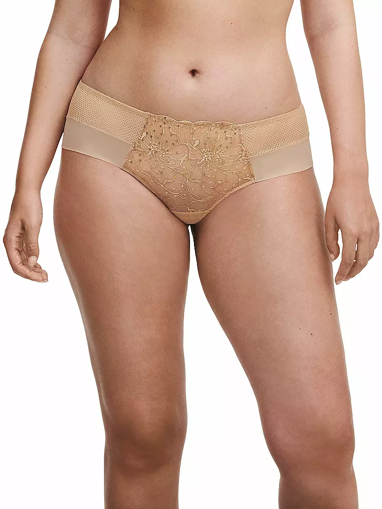 CHANTELLE | Slip FLEURS SIGNATURE toffee con paillettes | Cammello