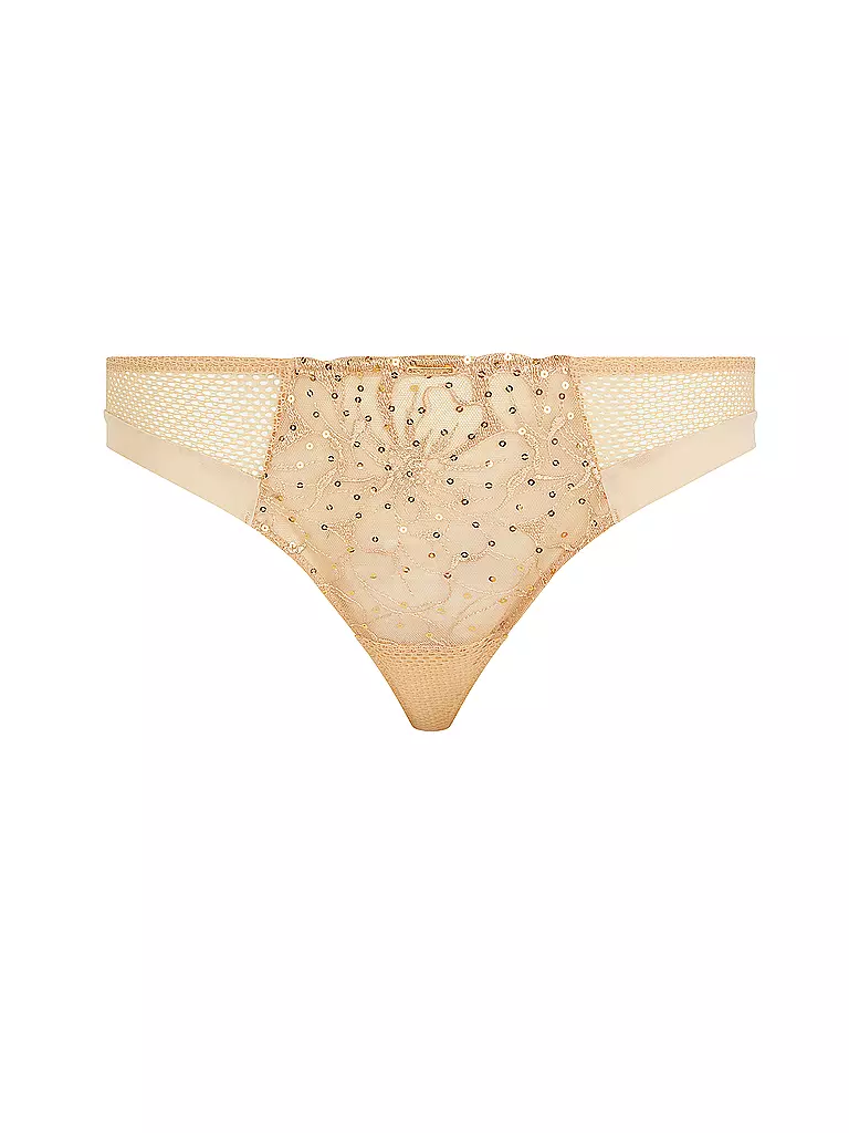 CHANTELLE | String FLEURS SIGNATURE toffee con paillettes | Cammello