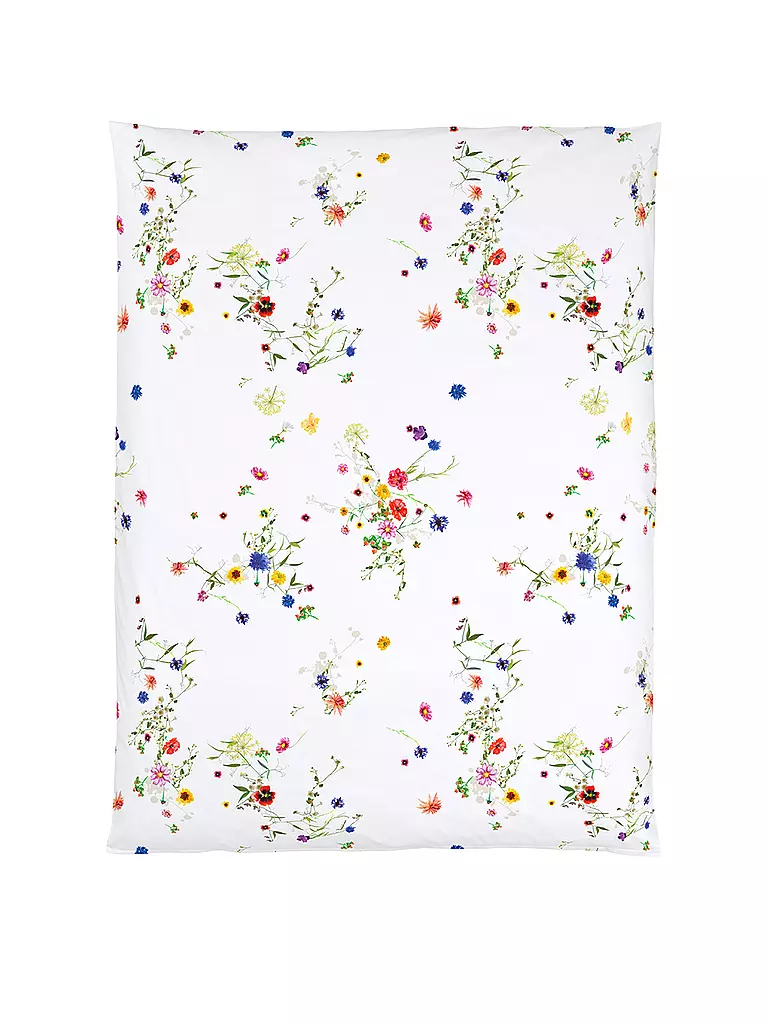 CHRISTIAN FISCHBACHER | Copripiumino in raso FLEURS VOLANTES 140x200cm Fiori di campo | Bianco