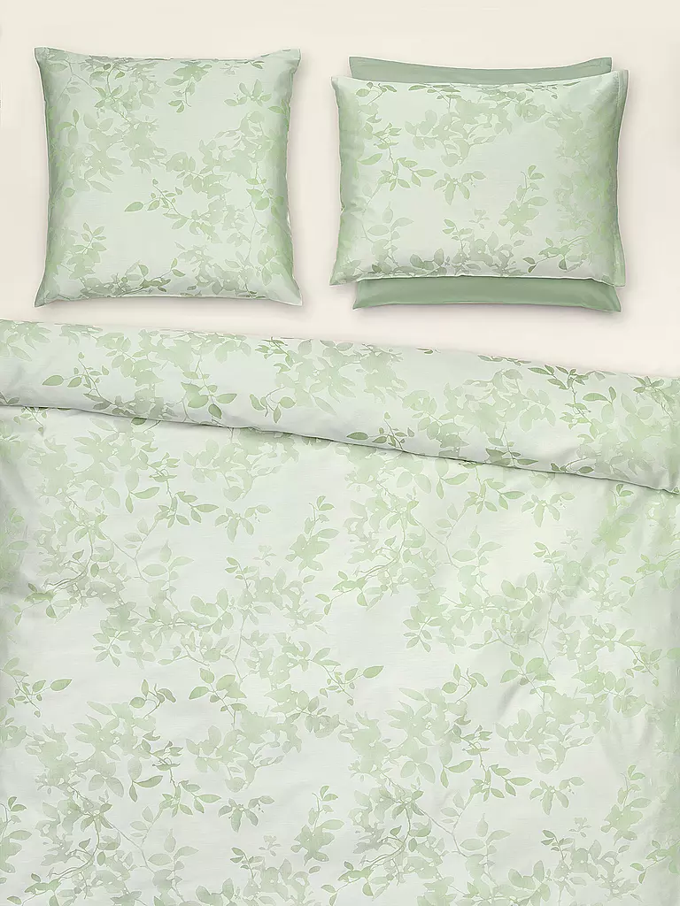 CHRISTIAN FISCHBACHER | Copripiumino in raso LEAVES VERSO 140x200cm Verde | Verde chiaro
