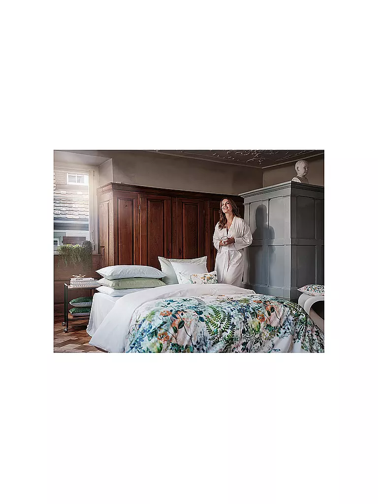 CHRISTIAN FISCHBACHER | Copripiumino in raso SPRING BREEZE 140x200cm Bianco/Fiori | Bianco