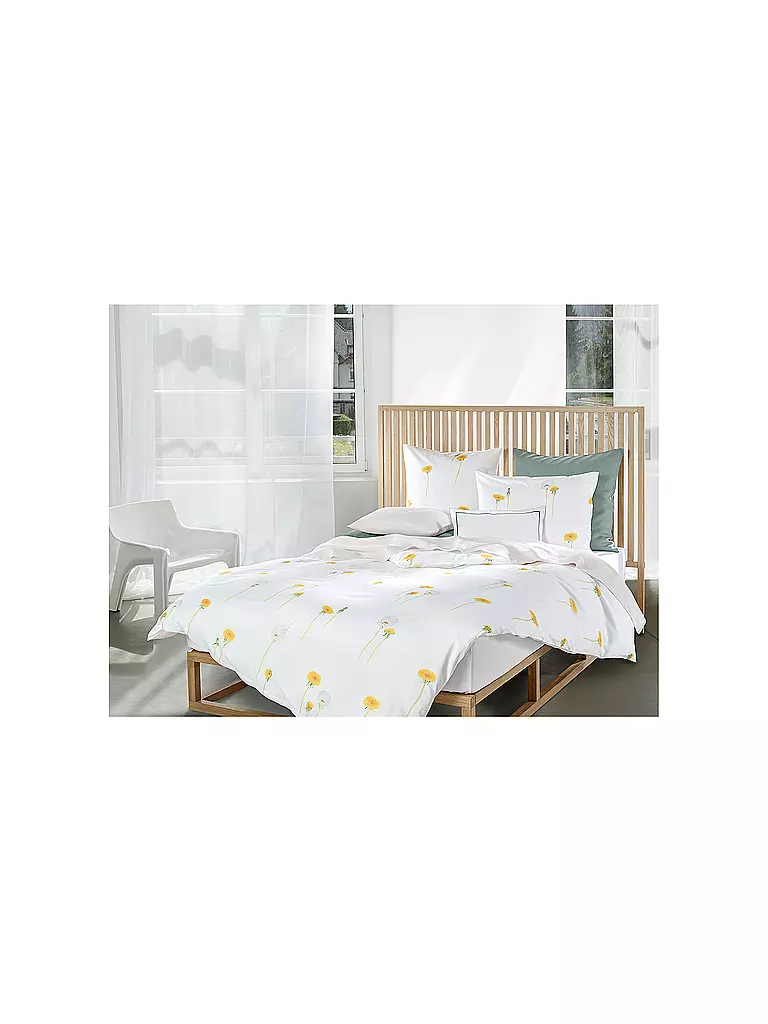CHRISTIAN FISCHBACHER | Federa per cuscino in raso PUSTEBLUME 70x90cm Bianco/Giallo | Bianco