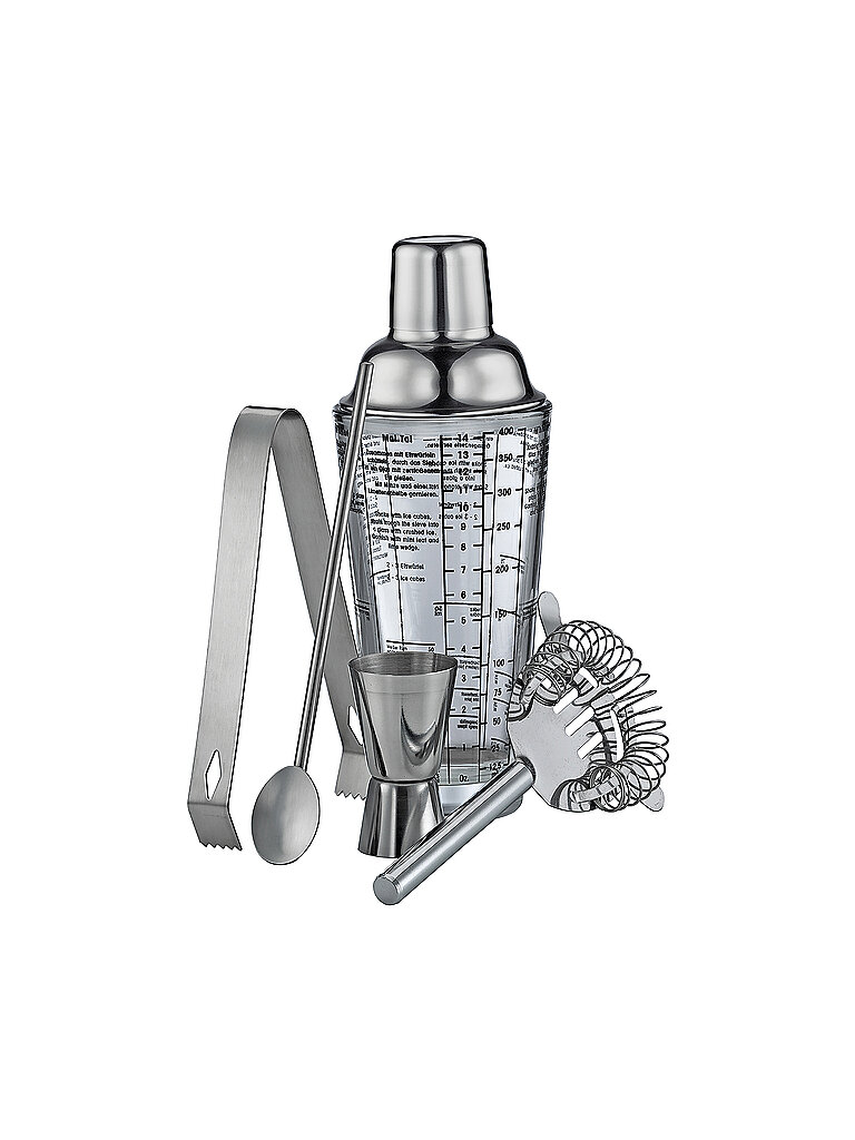 Set da bar per cocktail COSMOPOLITAN, 5 pezzi argento