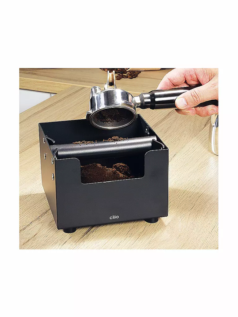 CILIO | Cassetto battifiltro per espresso 16x16 cm BARISTA acciaio inox nero | Nero