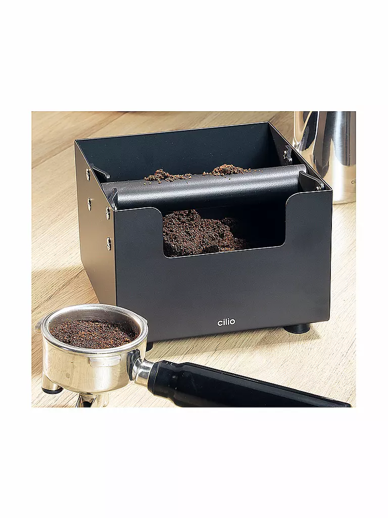 CILIO | Cassetto battifiltro per espresso 16x16 cm BARISTA acciaio inox nero | 