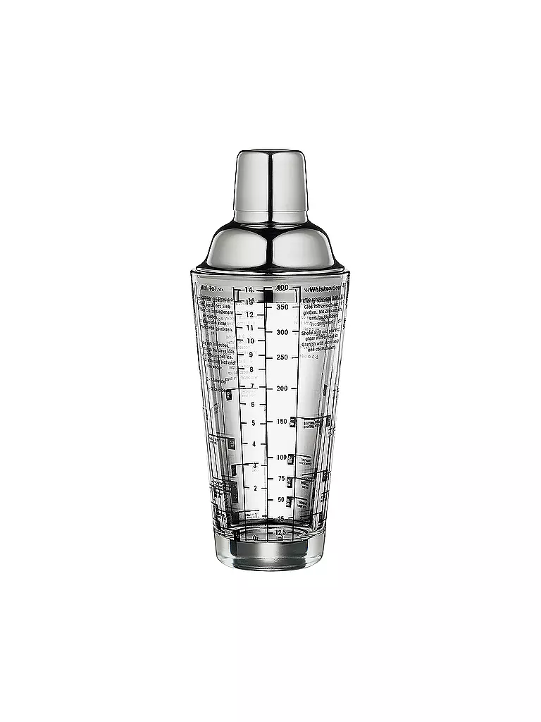 CILIO | Cocktail shaker con ricette 0,4 l vetro/acciaio inox | Argento