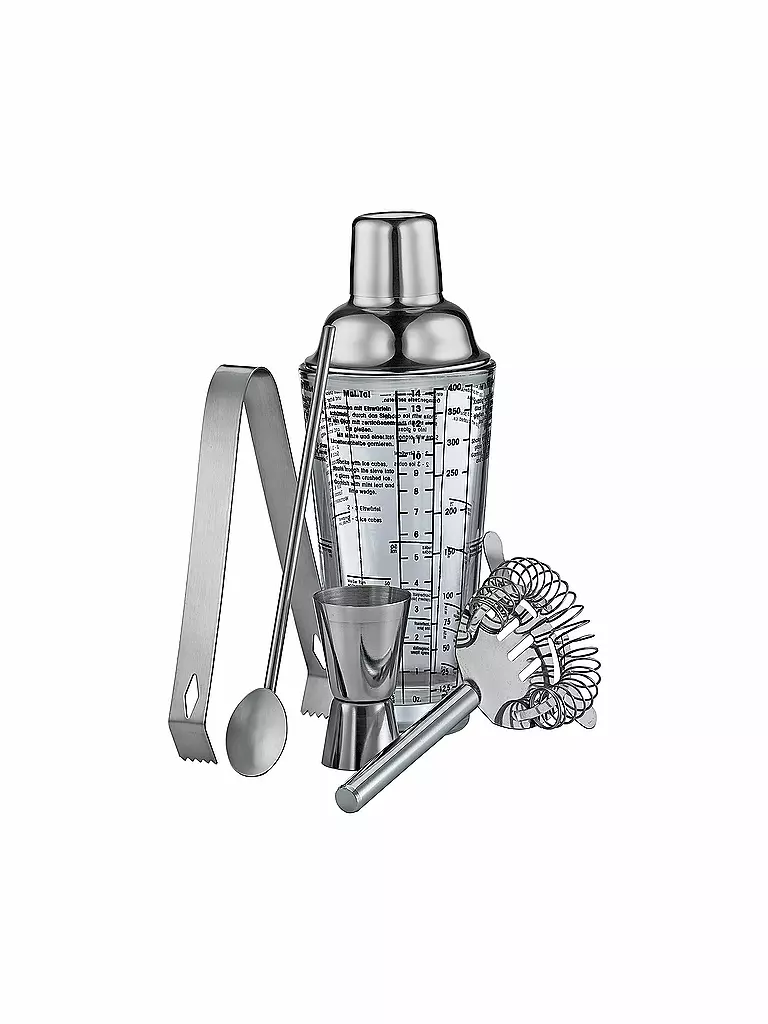 CILIO | Set da bar per cocktail COSMOPOLITAN, 5 pezzi | Argento
