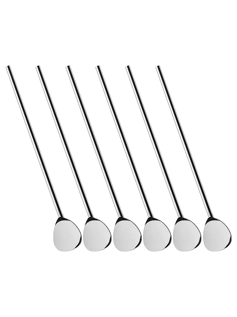 CILIO | Set di 6 cucchiaini da cocktail con cannuccia | Argento