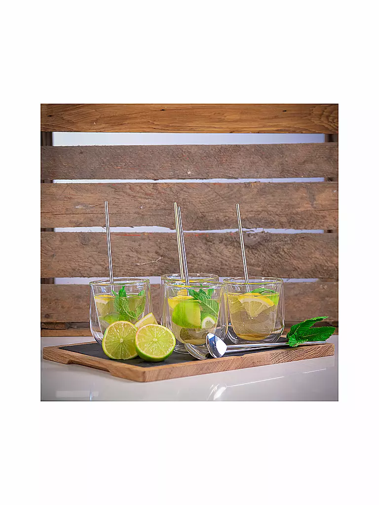 CILIO | Set di 6 cucchiaini da cocktail con cannuccia | 