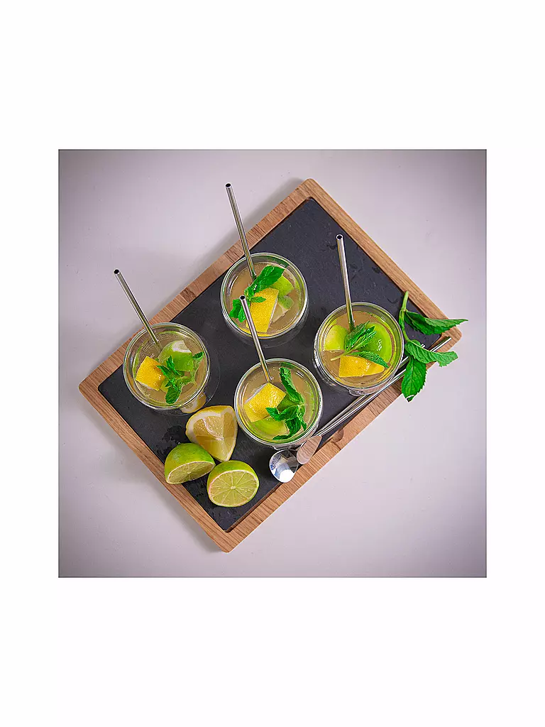 CILIO | Set di 6 cucchiaini da cocktail con cannuccia | 