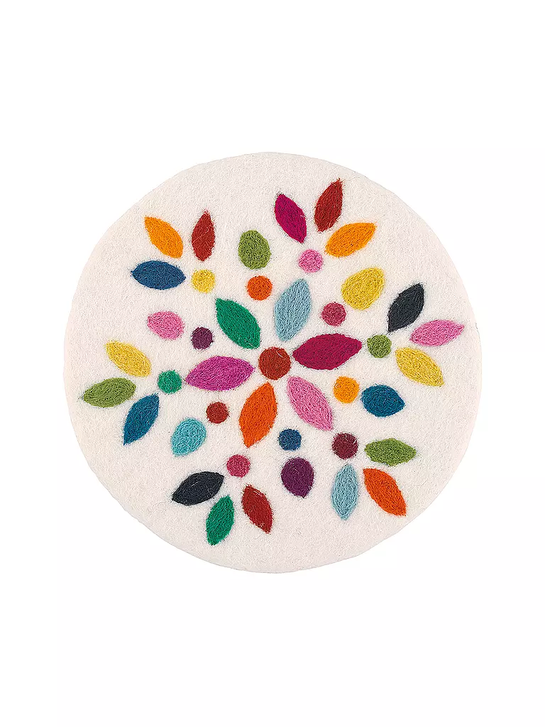 CILIO | Sottopentola LANA FIORE rotondo Bianco / Multicolore | Bianco