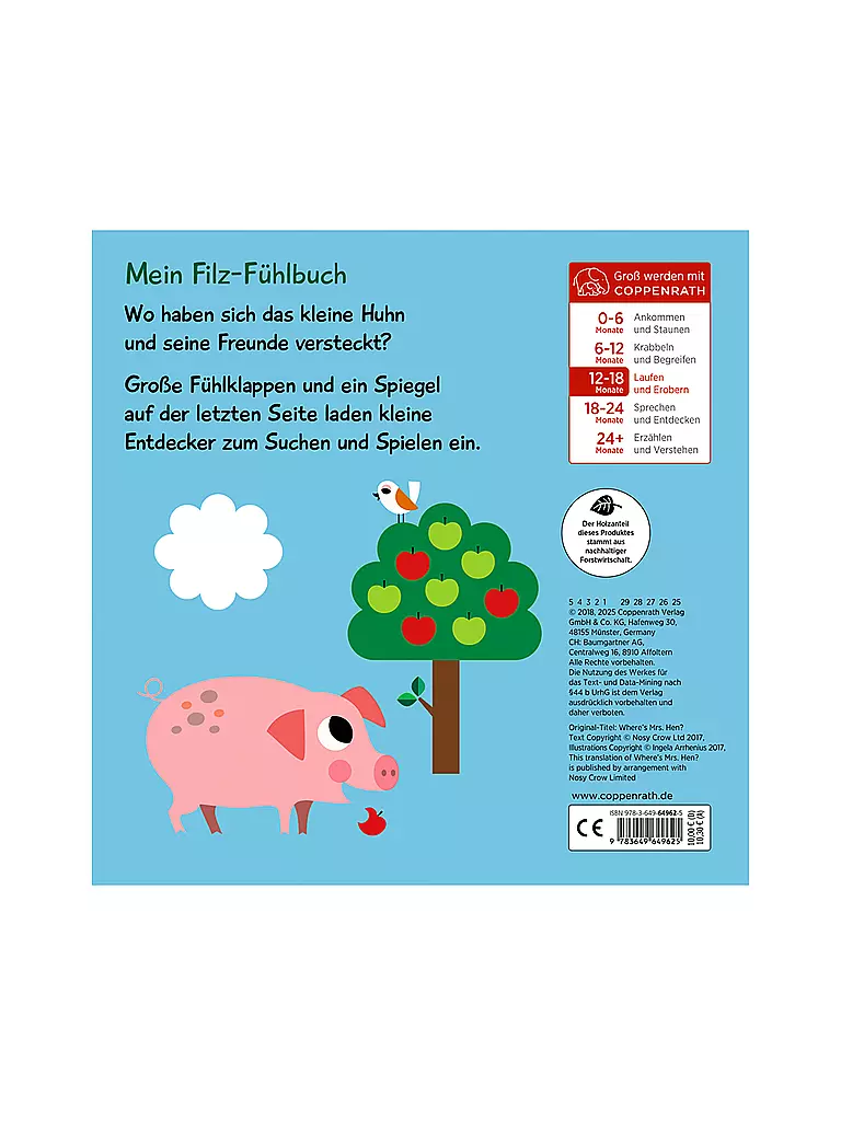 COPPENRATH VERLAG | Immagine del prodotto Il mio libro tattile in feltro: Cucù, piccolo pulcino! | Senza colore