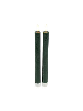 COUNTRYFIELD | Candela LED Set 2 pezzi Rustico 24x2,2cm Verde Scuro