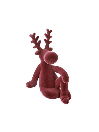COUNTRYFIELD | Statua decorativa - Renna VELVET ADRIAN seduta piccola bordeaux