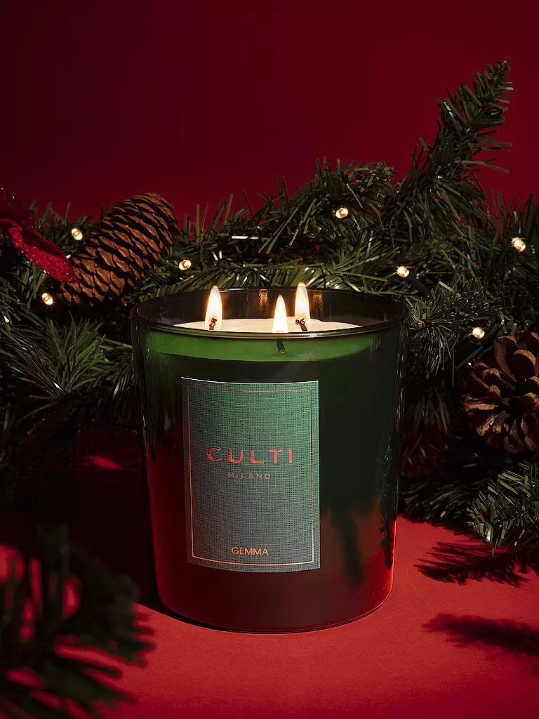 CULTI | Candela natalizia grande GEMMA verde, 550 g | Verde scuro