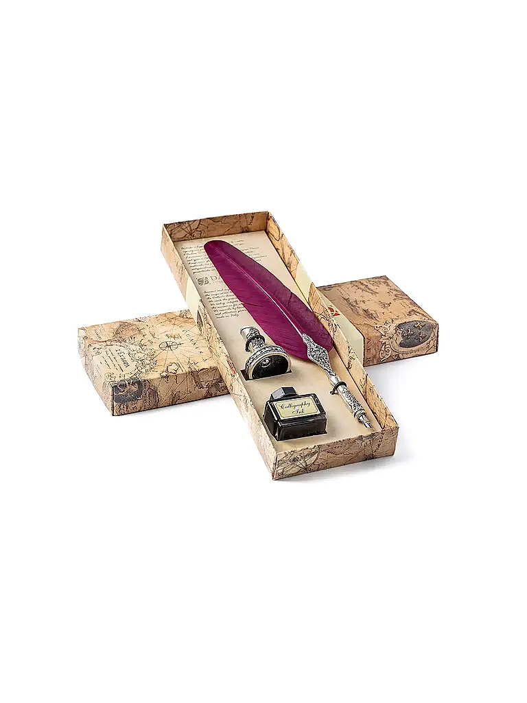 DALLAITI | Schreibset mit verziertem Federstift Bordeaux | Rosso scuro