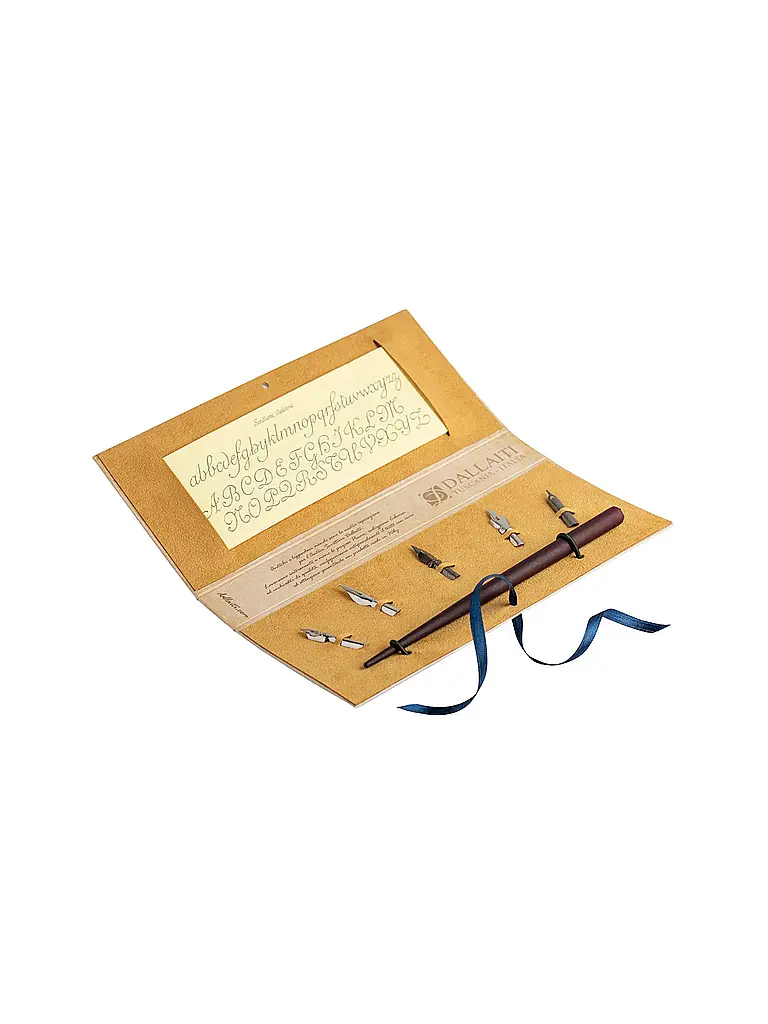 DALLAITI | Set da scrittura con penna calligrafica in legno e 5 pennini calligrafici oro | Oro