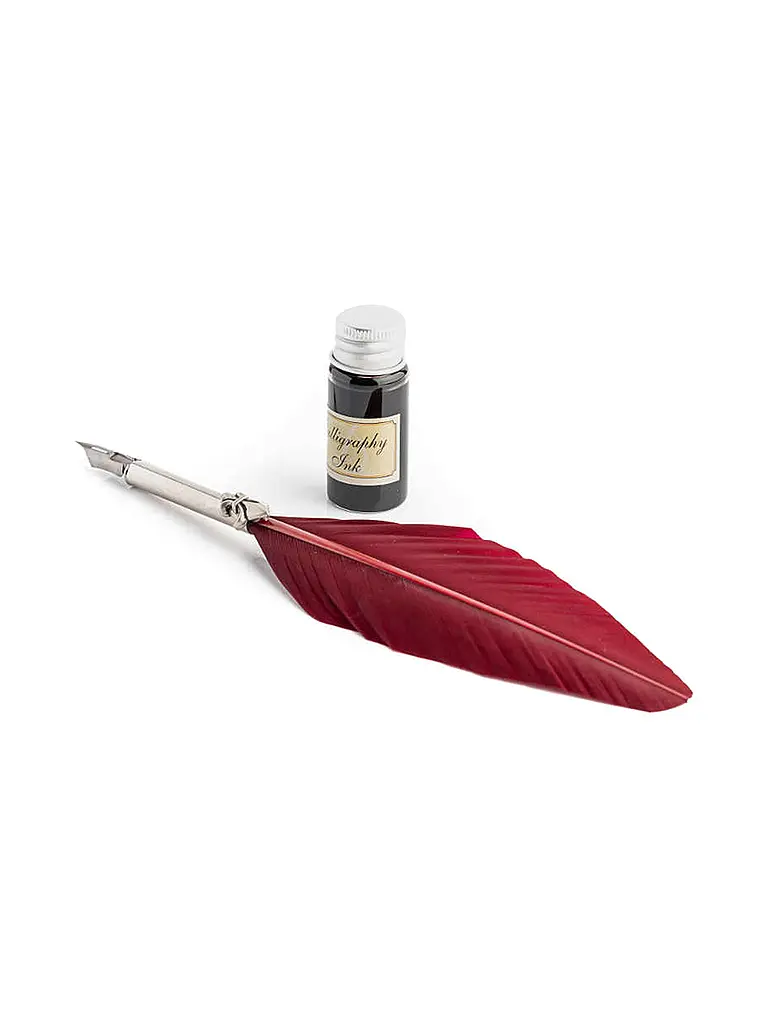 DALLAITI | Set da scrittura con penna d'oca bordeaux | Rosso scuro
