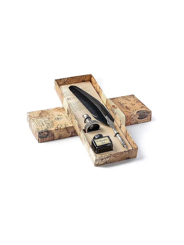 DALLAITI | Set da scrittura con penna stilografica decorata nera | Nero