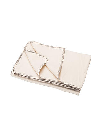 DAVID FUSSENEGGER | Coperta di flanella con punto decorativo 140x200cm (bianco grezzo)