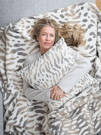 DAVID FUSSENEGGER | Coperta - Plaid SAVONNA Leopardo delle nevi 140x200cm Bianco sporco