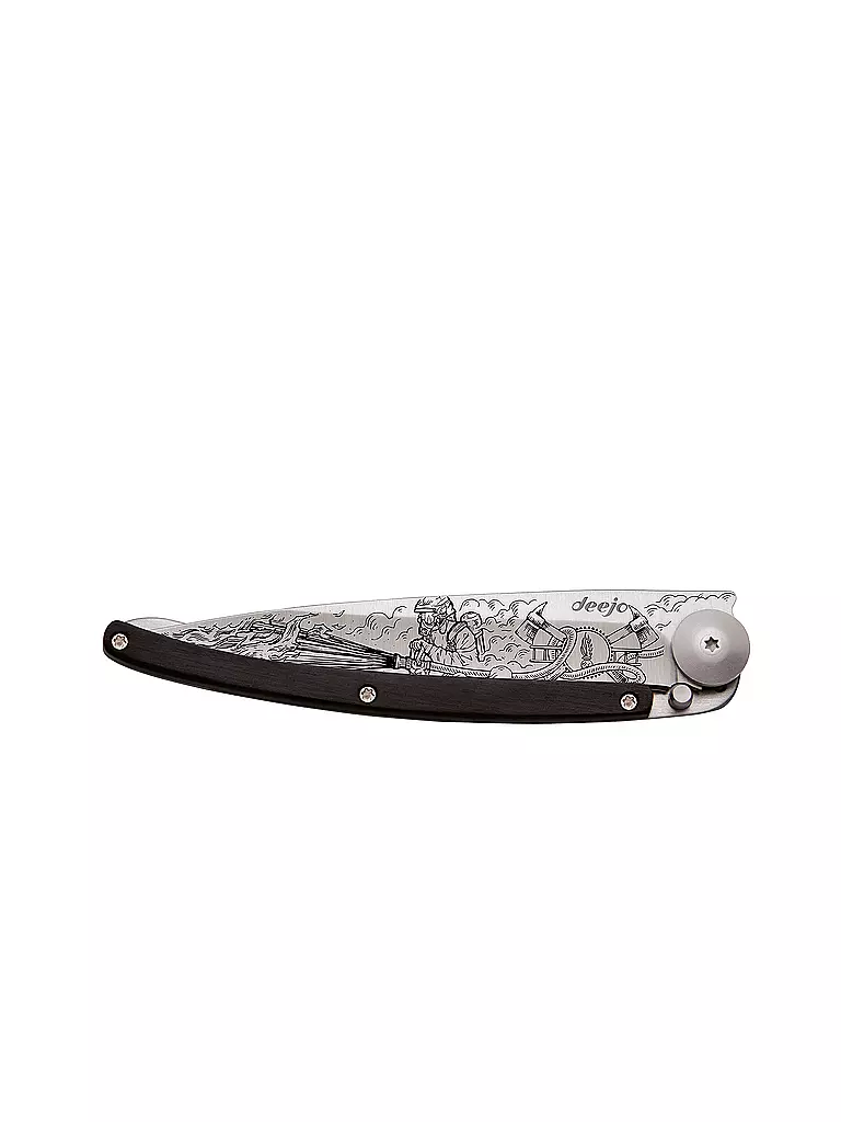 DEEJO | Coltello da tasca Ebano Titanio POMPIERE 37G | Argento