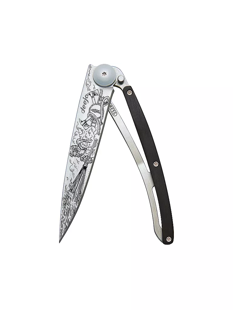 DEEJO | Coltello da tasca Ebano Titanio POMPIERE 37G | Argento
